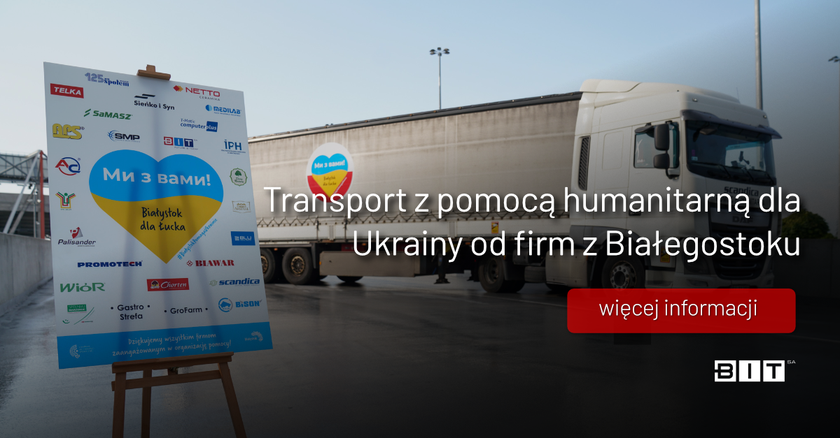 grafika z logotypami firm z Białegostoku biorącymi udział w zorganizowanej pomocy humanitarnej dla ukrainy